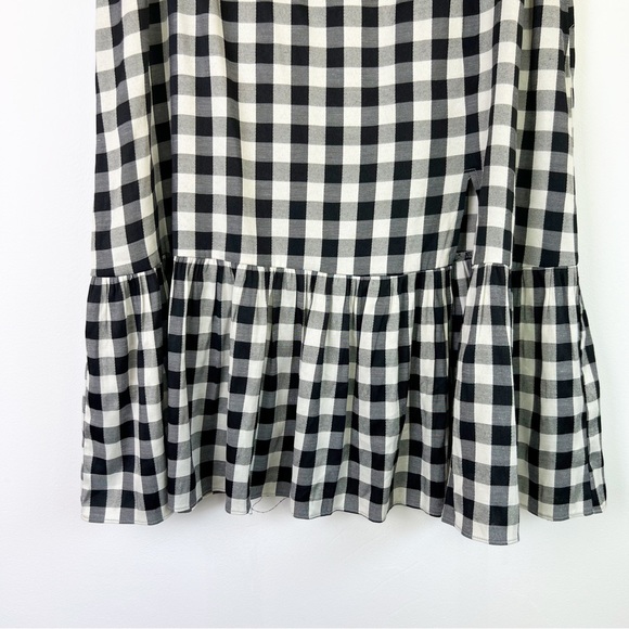 Feather & Bone Black & Cream Gingham Check Lightweight Midi Skirt Size L UK 14 - Picture 3 of 8